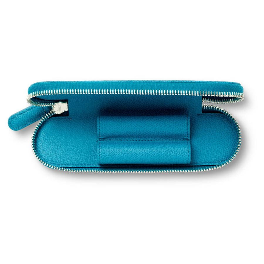 Graf-von-Faber-Castell - Zipper case for 2 pens Epsom, Gulf Blue